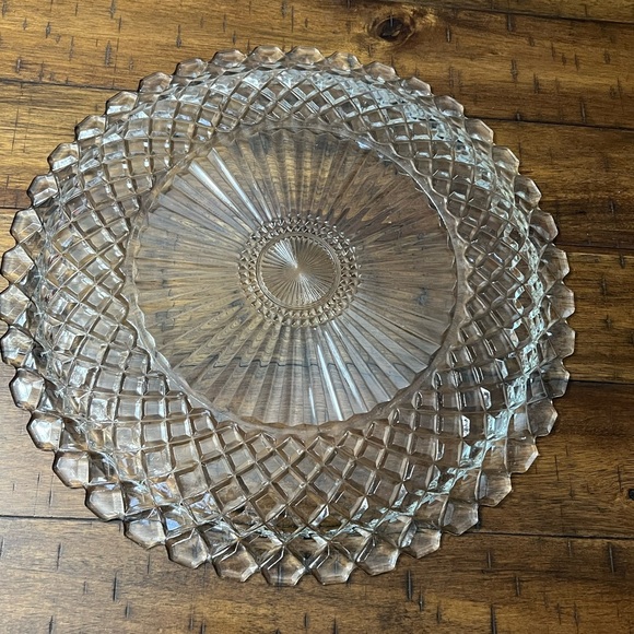 Anchor Hocking Waterford Waffle Crystal Clear Round Glass 14” Platter - Picture 3 of 5